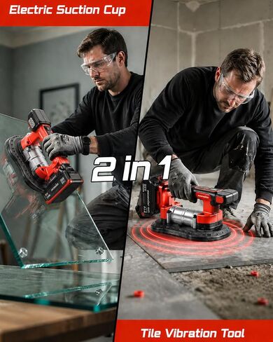 Cordless Electric Tile Vibration Tool 280cm, 882lbs/400kg Suction Power, 28,000 RPM, 9-Speed Adjustable, Handheld Automatic Tile Vibrator for Tiling Leveling Laying,2 Batteries Included in Kuwait