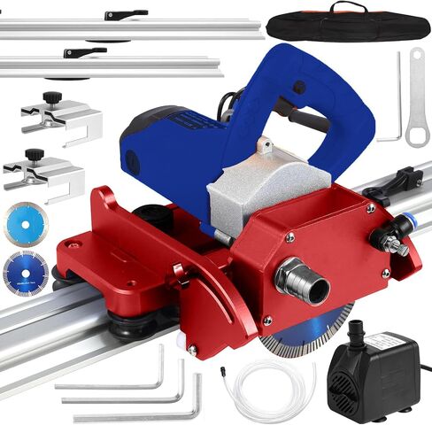 2300W Electric Tile Cutting System with 71" Rail Guide, 8000RPM Orbital Cutter, Wet & Dry Cutting, Bevel & Chamfer, Dual Tracks with Suction Base & Clamps, Water Feed Kit & Carry Bag in Kuwait