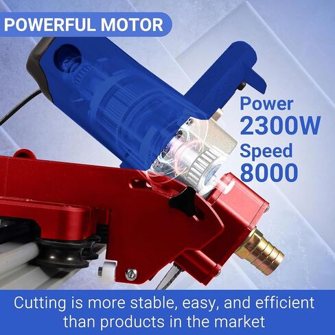 2300W Electric Tile Cutting System with 71" Rail Guide, 8000RPM Orbital Cutter, Wet & Dry Cutting, Bevel & Chamfer, Dual Tracks with Suction Base & Clamps, Water Feed Kit & Carry Bag in Kuwait