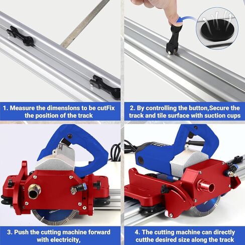 2300W Electric Tile Cutting System with 71" Rail Guide, 8000RPM Orbital Cutter, Wet & Dry Cutting, Bevel & Chamfer, Dual Tracks with Suction Base & Clamps, Water Feed Kit & Carry Bag in Kuwait