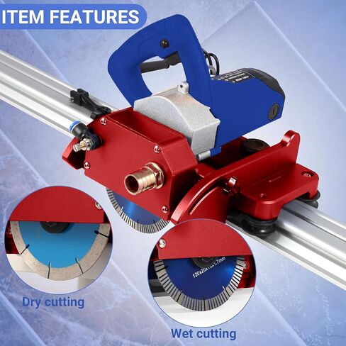 2300W Electric Tile Cutting System with 71" Rail Guide, 8000RPM Orbital Cutter, Wet & Dry Cutting, Bevel & Chamfer, Dual Tracks with Suction Base & Clamps, Water Feed Kit & Carry Bag in Kuwait