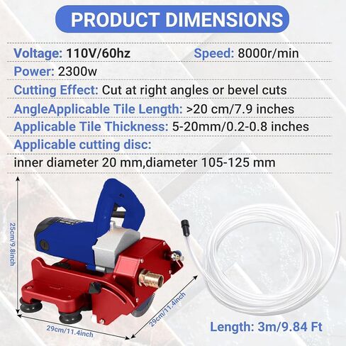 2300W Electric Tile Cutting System with 71" Rail Guide, 8000RPM Orbital Cutter, Wet & Dry Cutting, Bevel & Chamfer, Dual Tracks with Suction Base & Clamps, Water Feed Kit & Carry Bag in Kuwait