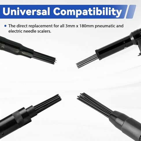 Needle Scaler Replacement Needles 100Pcs 3x180mm Heavy Duty Manganese Steel | Descaling Needles Fit for Needle Scaler, Size 1/8" x 7", Great for Rust, Paint and Weld Slag Removal in Kuwait