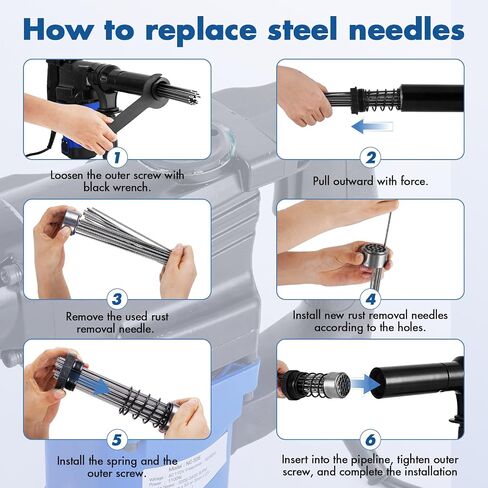 Needle Scaler Replacement Needles 100Pcs 3x180mm Heavy Duty Manganese Steel | Descaling Needles Fit for Needle Scaler, Size 1/8" x 7", Great for Rust, Paint and Weld Slag Removal in Kuwait