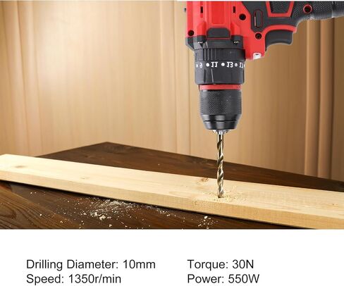 16.8V Screwdriver and Electric Drill Set, With 3 Batteries, 25 Accessories and Tool Bag, for Home DIY, Woodworking, Red in Kuwait