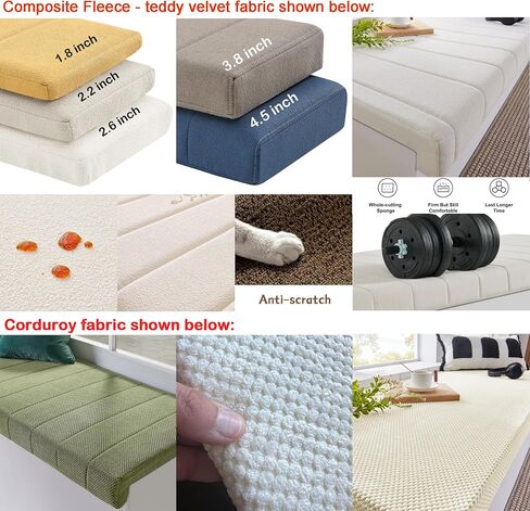 Custom Size Fireplace Baby Proof Proofing Corduroy Soft Hearth Cushion Pad Cover Edge Protector Bumper for Babies Chlid, Customized Window Bench Seat Foam Cushion for Indoor Furniture, Non Slip Bottom in Kuwait