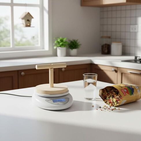 Parrot Scale Digital Scale Perch Scale with High Precision and T Perch Stand Suitable for Bird Care Diet Tracking Home use Travel Visits, Wooden T Stand in Kuwait