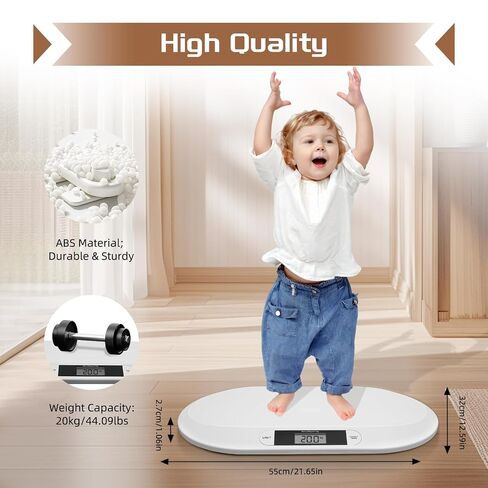 Baby Scale, Digital Infant Scale, LCD Display, Portable ABS Body, Rubber Feet, Accurate Growth Tracking, Baby Home, Pet Use, Clinic Use, 10g Precision, 20kg 55x32cm in Kuwait