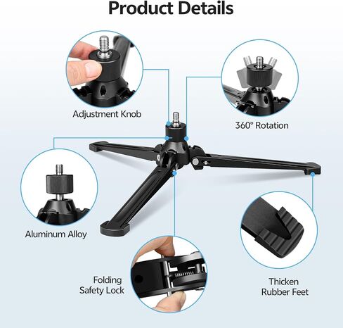 TONYBOO Monopod Tripod Base, Heavy Duty Aluminum Monopod Support Feet with 3/8-Inch Screw, Foldable Desktop Mini Tripod Stand for DSLR Camera, Stabilizer, Camcorder, Outdoor Photography-TM-5 in Kuwait