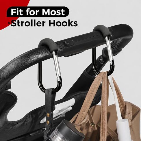 6.5-Inch Stroller Hooks for Bags, 2-Pack Extra Large Heavy-Duty Carabiner Clips, Universal Pram Accessories for Moms in Kuwait