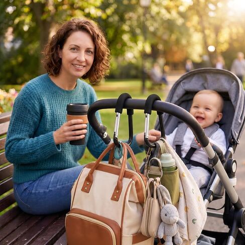 6.5-Inch Stroller Hooks for Bags, 2-Pack Extra Large Heavy-Duty Carabiner Clips, Universal Pram Accessories for Moms in Kuwait
