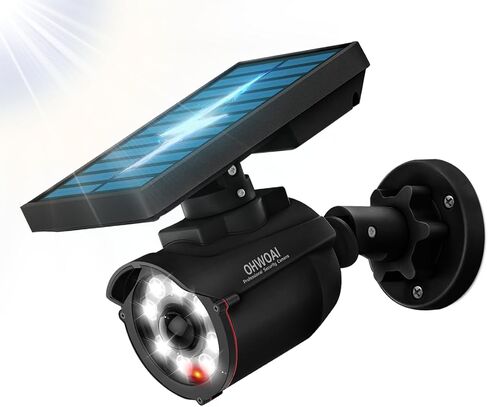 Solar Powered Fake Security Camera Outdoor with Motion Sensor Floodlight | Dummy Surveillance Camera, LED Deterrent Light, Battery Powered, IP66 Waterproof in Kuwait