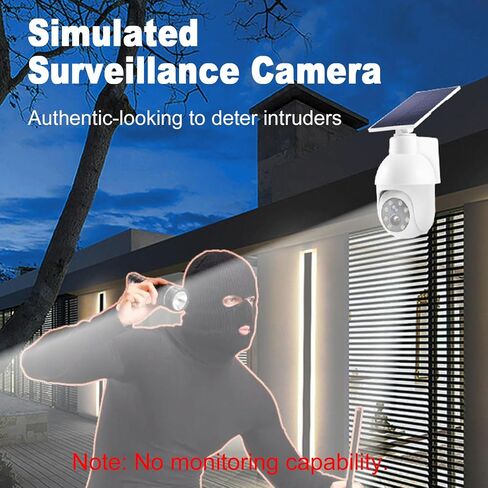 Dummy Fake Security Cameras, Solar Powered Surveillance Security Camera | Outdoor CCTV Dome, Sensor Light, LED Light for Night, Waterproof, for Yard Patio Pathway Outdoor Safety Alert (White 1 Pack) in Kuwait