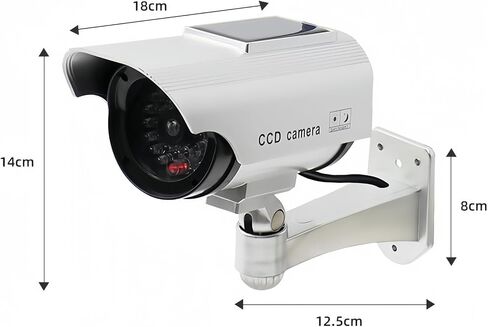 Dummy Solar Security Camera, Fake Surveillance System with Realistic Red Flashing Lights Indoor/Outdoor (Silvery) in Kuwait