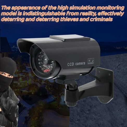 Dummy Solar Security Camera, Fake Surveillance System with Realistic Red Flashing Lights Indoor/Outdoor (Silvery) in Kuwait