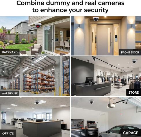 9 Pack Dummy Fake Camera CCTV Dome Fake Security, Wireless Surveillance Dummy CCTV, Flashing Red LED Light, with Screws Tape, White Decoy Camera, for Indoor Outdoor Home Business Premises in Kuwait