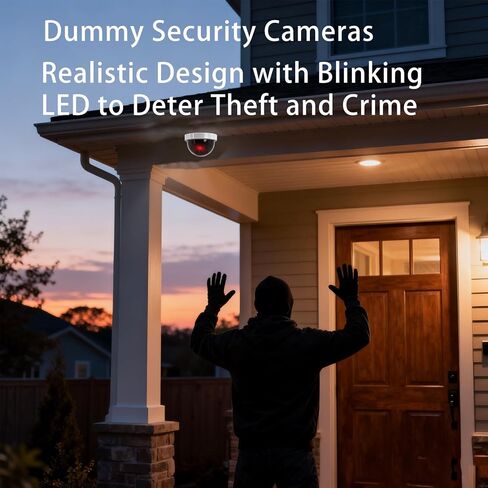 9 Pack Dummy Fake Camera CCTV Dome Fake Security, Wireless Surveillance Dummy CCTV, Flashing Red LED Light, with Screws Tape, White Decoy Camera, for Indoor Outdoor Home Business Premises in Kuwait