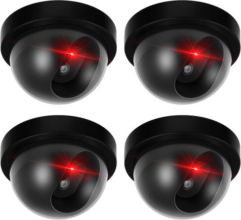 Kanayu 4 Pack Dummy Fake Camera CCTV Dome Fake Security with Flashing Red LED Light Wireless Surveillance Dummy CCTV for Outside Decoy Camera with Screws Tape for Indoor Outdoor Home (Black) in Kuwait