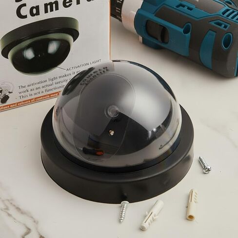 Kanayu 4 Pack Dummy Fake Camera CCTV Dome Fake Security with Flashing Red LED Light Wireless Surveillance Dummy CCTV for Outside Decoy Camera with Screws Tape for Indoor Outdoor Home (Black) in Kuwait