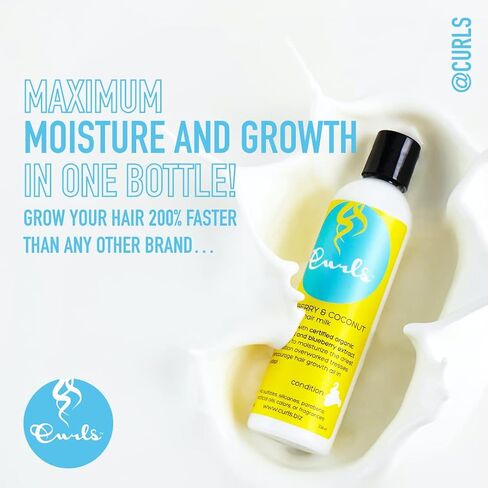 Curls Blueberry Bliss Blueberry & Coconut Hair Milk - 8 fl oz, Leave In Conditioner and Styler, Moisturizing & Nourishing, for Curly, Natural, and Coily Hair in Kuwait