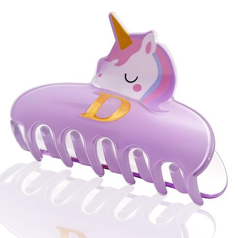 Valentines Day Gifts for Girls - Cute Initial Unicorn Hair Clips, Purple Claw Clips Durable Hair Clip, Unicorn Gifts for Girl 6-12 Year Old Girl Brithday Gift, Letter A in Kuwait