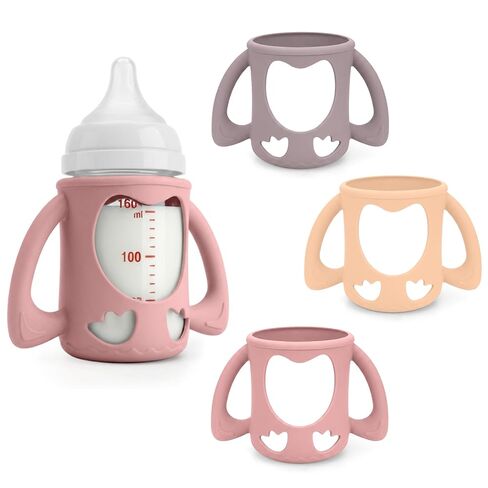 3 Pack Silicone Baby Bottle Handles & Holders for Pigeon Bottles 5.4oz, Food Grade Anti-Breakage Silicone Sleeve for Glass Bottle - Great Upgrade for Your Baby Bottle Sets (White+Green+Blue) in Kuwait