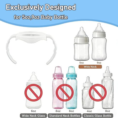6Pack Baby Bottle Handles for Evenflo Wide Neck 5oz/6oz/9oz Baby Bottle, Ergonomic Non Slip Grip Easy Changing (Only Fit Evenflo Wide Neck Bottle) in Kuwait
