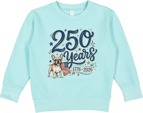 inktastic 250 Years Patriotic Anniversary with French Bulldog Toddler Sweatshirt in Kuwait