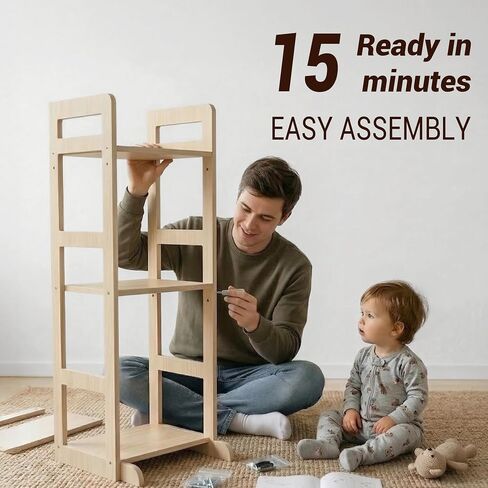 Kiddocood Kids Toy Storage Organizer with 12 Bins, 100% Solid Wood - Natural Finish Montessori Toy Organizer, BPA Free, CPC & TIC Certified Playroom Organization for Living Room & Nursery, 52.3" in Kuwait