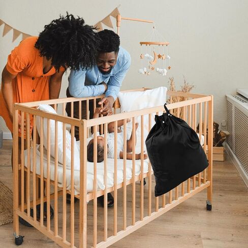 Waterproof Portable Diaper Storage Pouch for Babies Made of Sturdy Oxford Cloth with Handle Straps, Suitable for Hanging on Door Knobs or Towel Rods, Black Diaper Bag Pouch in Kuwait