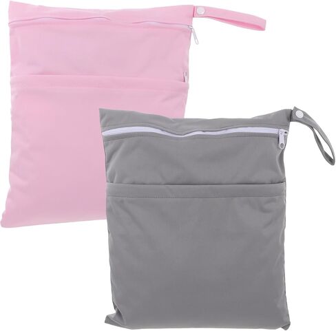 Tofficu 2pcs Diaper Storage Bags Waterproof Cloth Pouch with Two Zippered Pockets for Diaper Organization and Traveling Use in Kuwait