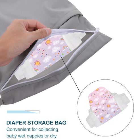Tofficu 2pcs Diaper Storage Bags Waterproof Cloth Pouch with Two Zippered Pockets for Diaper Organization and Traveling Use in Kuwait