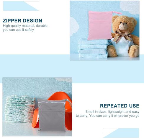 Tofficu 2pcs Diaper Storage Bags Waterproof Cloth Pouch with Two Zippered Pockets for Diaper Organization and Traveling Use in Kuwait