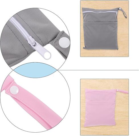 Tofficu 2pcs Diaper Storage Bags Waterproof Cloth Pouch with Two Zippered Pockets for Diaper Organization and Traveling Use in Kuwait