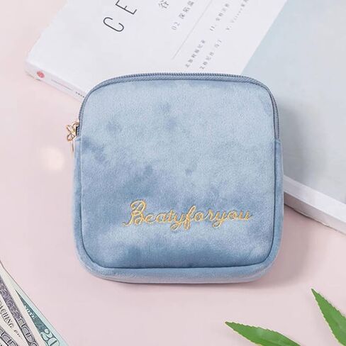 Portable Multi-purpose Sanitary Bag Women Storage with Towel for Large Capacity Lightweight Cotton Material Zippered Pouch and Suitable for Outdoor and Office Use in Kuwait
