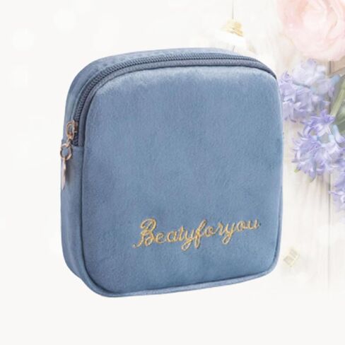 Portable Multi-purpose Sanitary Bag Women Storage with Towel for Large Capacity Lightweight Cotton Material Zippered Pouch and Suitable for Outdoor and Office Use in Kuwait