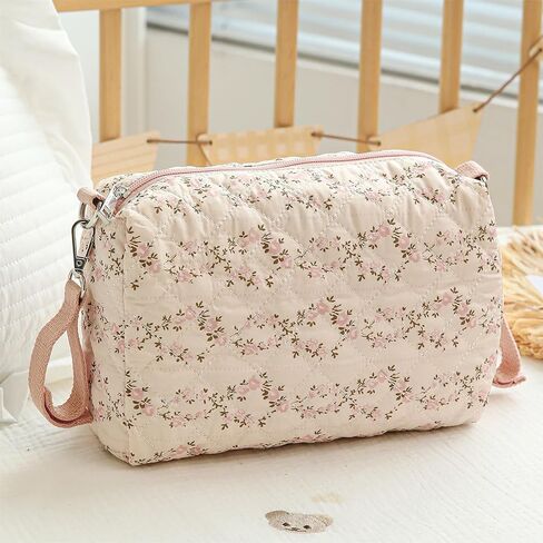 Large Capacity Floral Outdoor Diaper Bag Multifunctional Reusable Portable Baby Essential (Flower Pink) in Kuwait