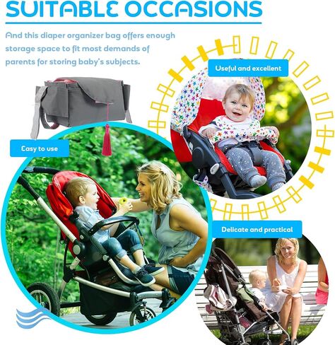 jojofuny Portable Material for Featuring Outdoor Use Lightweight Cloth Diaper Organizer Bag with Large Capacity Tassel Design and Parents and Infants in Kuwait