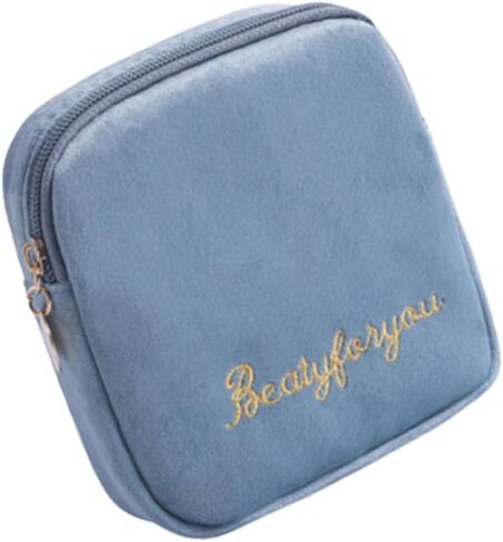 Portable Sanitary Napkin Storage Bag for Women with Large Capacity Cotton Material and Zipper Closure, Waterproof Multi-functional Pouch Suitable for Outdoor and Office Use in Kuwait