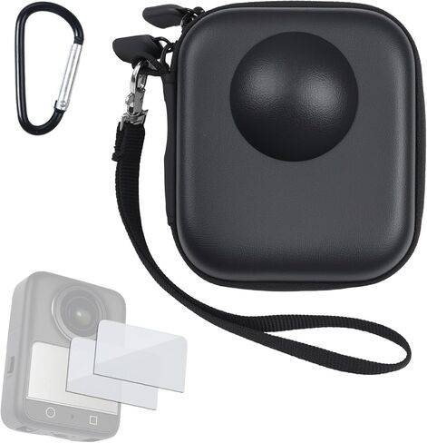 UTEBIT Protective Carrying Case for DJI Osmo 360, Compact Carrying Bag for DJI Osmo 360 Cage and Lens Cap Protection Outdoor Activities, Protective PU Hard Shell With Carabiner & Wrist Strap, Black in Kuwait