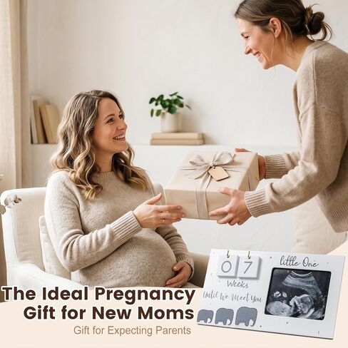 Sonogram Picture Frame with Baby Countdown Weeks, 4''x3'' Ultrasound Photo Frame Pregnancy Announcement for Expecting Parents/Grandparents Reveal, Baby Announcement Gifts for First Time Mom to Be in Kuwait