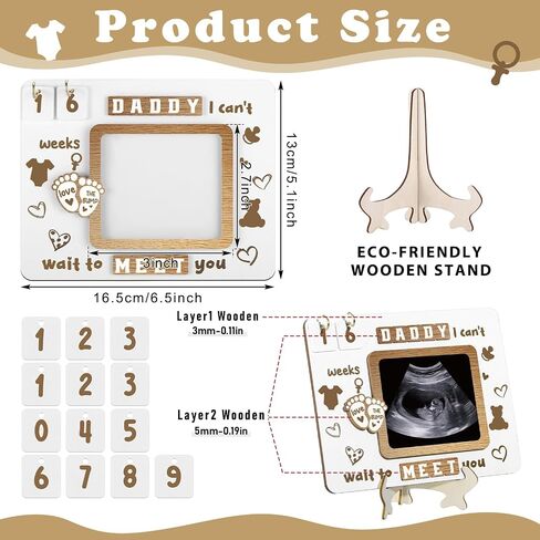 Qunclay Fathers Day New Dad Gifts Ultrasound Sonogram Picture Frame with Baby Countdown Weeks Hi Daddy I I Can't Wait to Meet You Pregnancy Announcement Sign for Expecting Father Dad to Be Gifts in Kuwait