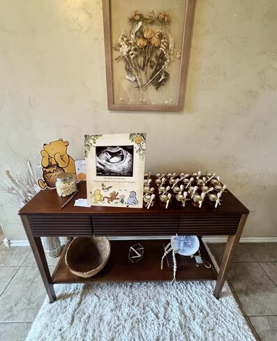 Winnie Ultrasound Picture Frame Baby Shower Decorations Wooden Pregnancy Keepsake Milestone Table Sign Gifts For Gender Reveal Nursery Room Decor in Kuwait