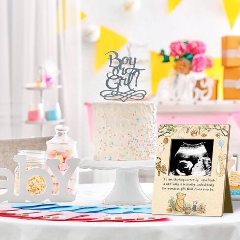Classic Winnie Baby Shower Sign Picture Frame, Honey Bear Winnie Sonogram Picture Frame, Classic Pooh Ultrasound Photo Frames, Gender Reveal Gifts Pregnancy Milestone Keepsake - 4.3 * 5.3 IN Photos/02 in Kuwait