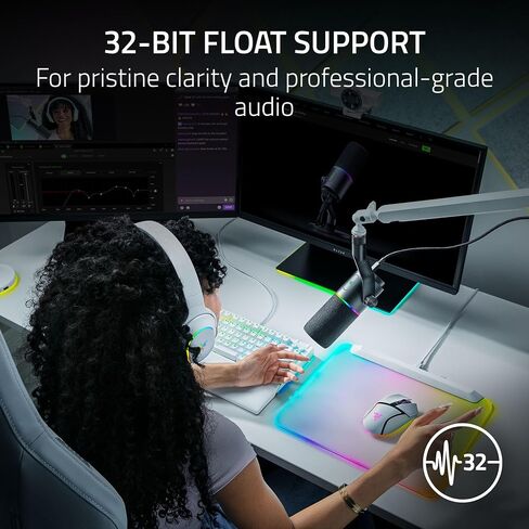 Razer Seiren V3 Pro Microphone — Dynamic USB Type C & XLR Streaming Mic, 32-bit Float Support, Built-in Audio DSP, AI Noise Removal, Shock Absorber & Pop Filter, Chroma RGB Lighting Ring — Black in Kuwait