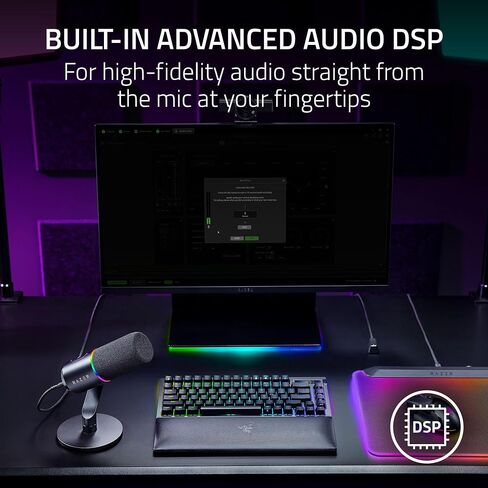 Razer Seiren V3 Pro Microphone — Dynamic USB Type C & XLR Streaming Mic, 32-bit Float Support, Built-in Audio DSP, AI Noise Removal, Shock Absorber & Pop Filter, Chroma RGB Lighting Ring — Black in Kuwait