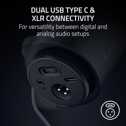 Razer Seiren V3 Pro Microphone — Dynamic USB Type C & XLR Streaming Mic, 32-bit Float Support, Built-in Audio DSP, AI Noise Removal, Shock Absorber & Pop Filter, Chroma RGB Lighting Ring — Black in Kuwait