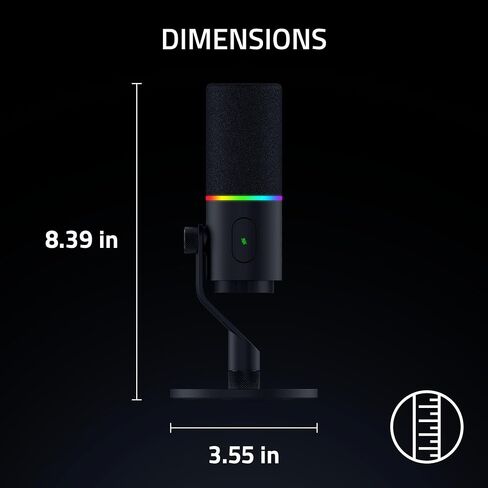 Razer Seiren V3 Pro Microphone — Dynamic USB Type C & XLR Streaming Mic, 32-bit Float Support, Built-in Audio DSP, AI Noise Removal, Shock Absorber & Pop Filter, Chroma RGB Lighting Ring — Black in Kuwait