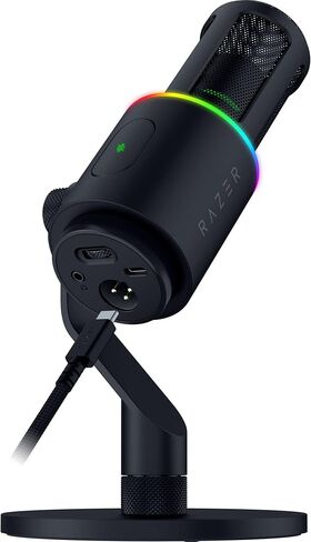 Razer Seiren V3 Pro Microphone — Dynamic USB Type C & XLR Streaming Mic, 32-bit Float Support, Built-in Audio DSP, AI Noise Removal, Shock Absorber & Pop Filter, Chroma RGB Lighting Ring — Black in Kuwait