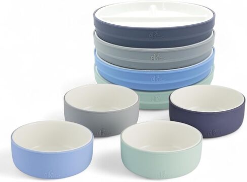 Elk and Friends Kids Porcelain Mealtime Bundle | 7.8" Plates & Bowls | 8 Pcs | Microwave & Dishwasher Safe in Kuwait